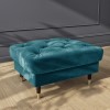 Buttoned Velvet Footstool in Petrol Blue - Cole