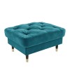 Buttoned Velvet Footstool in Petrol Blue - Cole