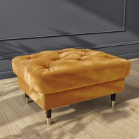 Mustard Velvet Chesterfield Footstool - Cole