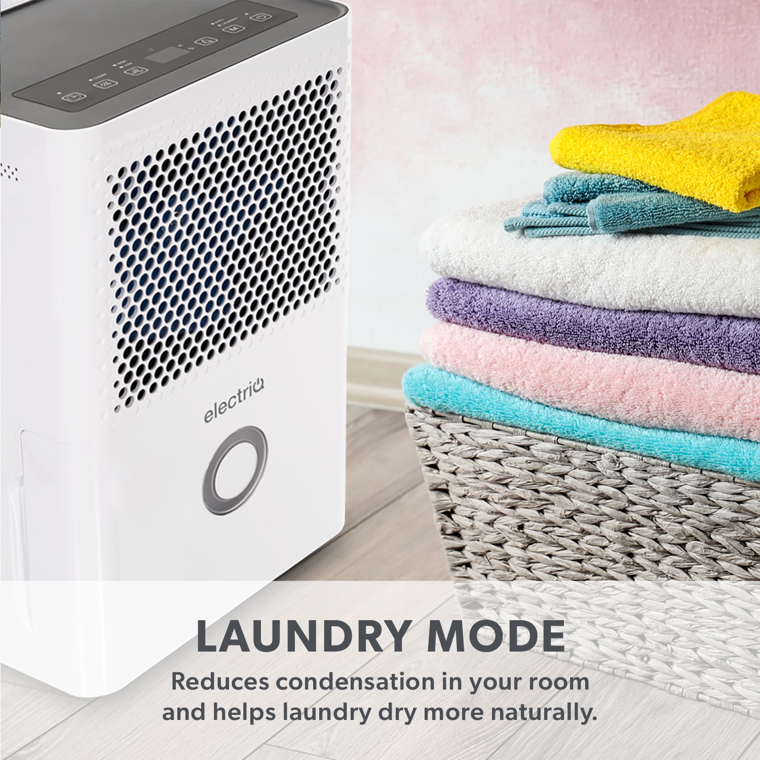 electriQ 10 Litre Dehumidifier with Humidistat Laundry Mode and Carbon