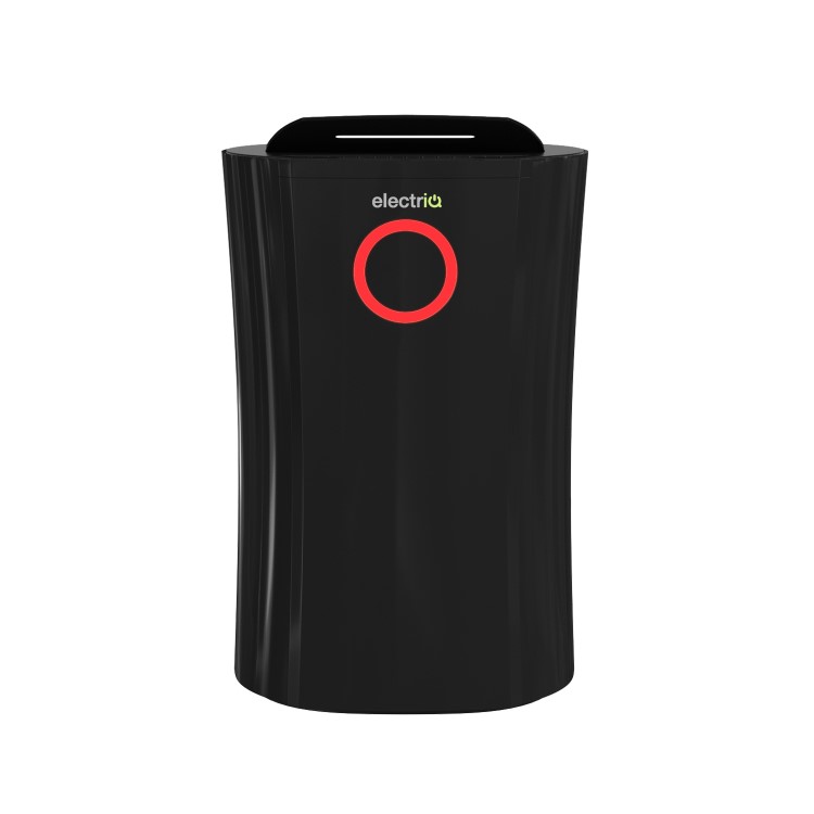Refurbished electriQ 12 litre Low Energy Premium Black Dehumidifier for up to 3 bed house with Digital Humidistat and UV Plasma Air Purifier