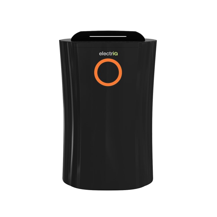 Refurbished electriQ 12 litre Low Energy Premium Black Dehumidifier for up to 3 bed house with Digital Humidistat and UV Plasma Air Purifier