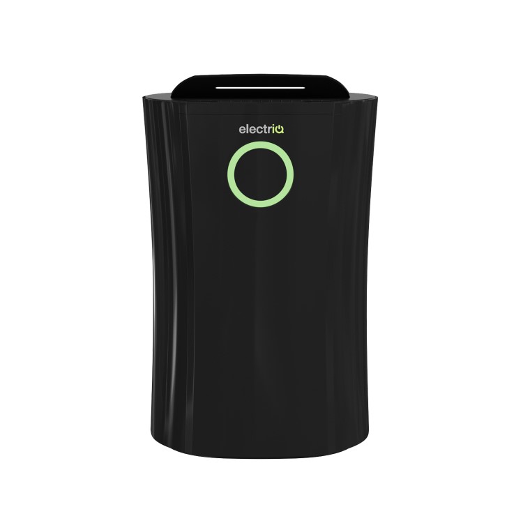 Refurbished electriQ 12 litre Low Energy Premium Black Dehumidifier for up to 3 bed house with Digital Humidistat and UV Plasma Air Purifier
