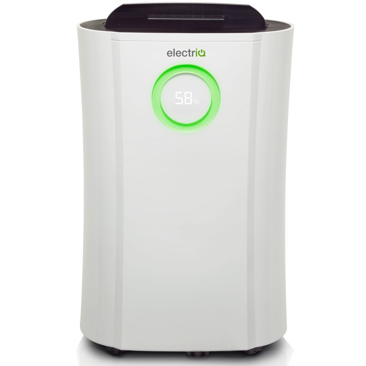 GRADE A1 - electriQ 12 litre Low Energy Dehumidifier for up to 3 bed house with Digital Humidistat and UV Plasma Air Purifier