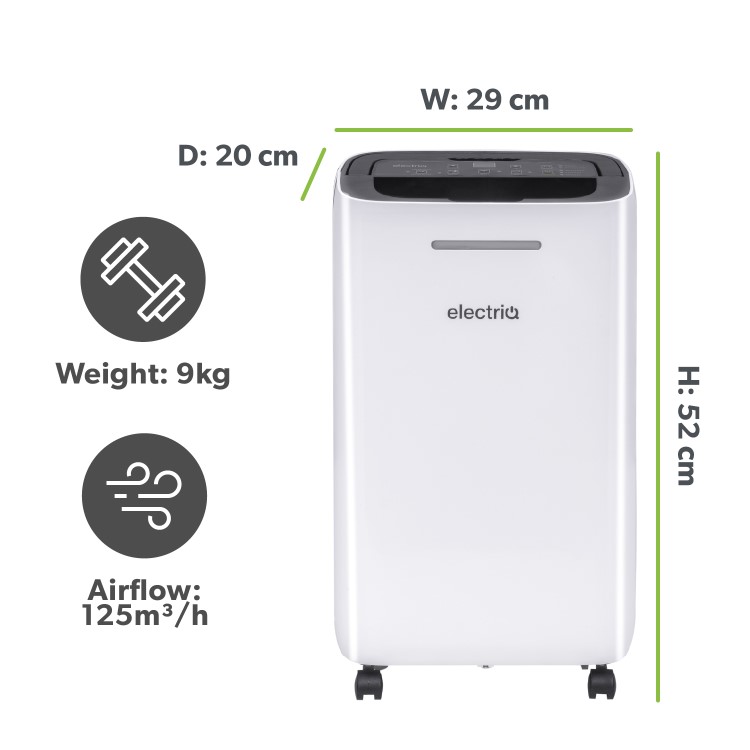 electriQ Essential 12L Quiet Low-Energy Smart Dehumidifier