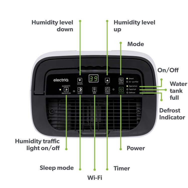 electriQ Essential 12L Quiet Low-Energy Smart Dehumidifier