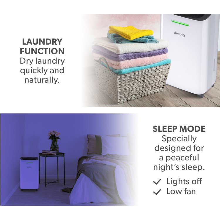 Refurbished electriQ 12 Litre Low Energy Smart App Alexa Dehumidifier with Digital Humidistat and Air Purifier