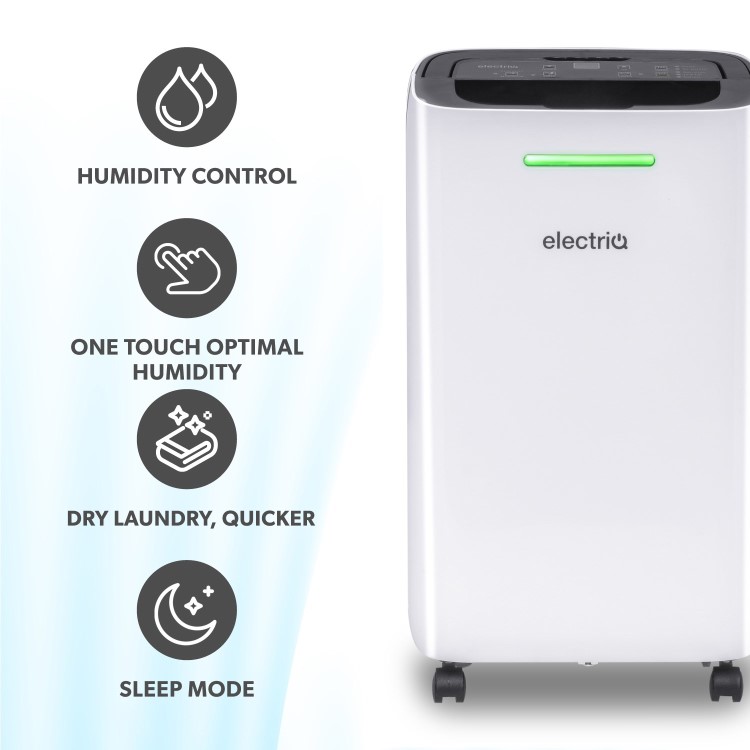 Refurbished  electriQ 12 Litre Dehumidifier with Digital Humidistat and Air Purifier