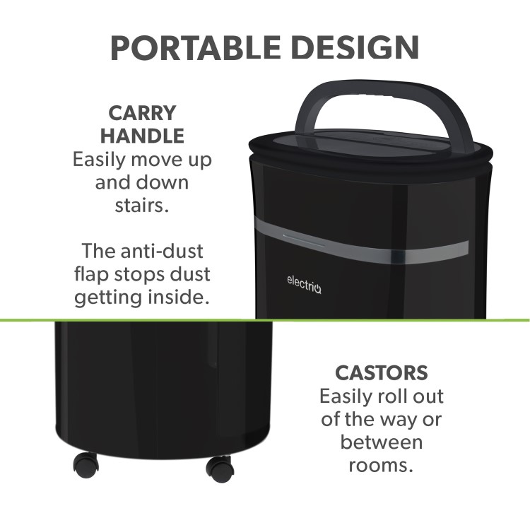 Refurbished electriQ 20 Litre Black Low Energy UV Antibacterial Dehumidifier with HEPA Air Purifier