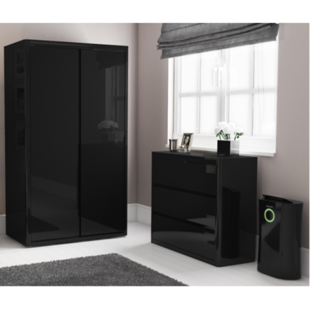 Refurbished electriQ 12 litre Low Energy Premium Black Dehumidifier for up to 3 bed house with Digital Humidistat and UV Plasma Air Purifier