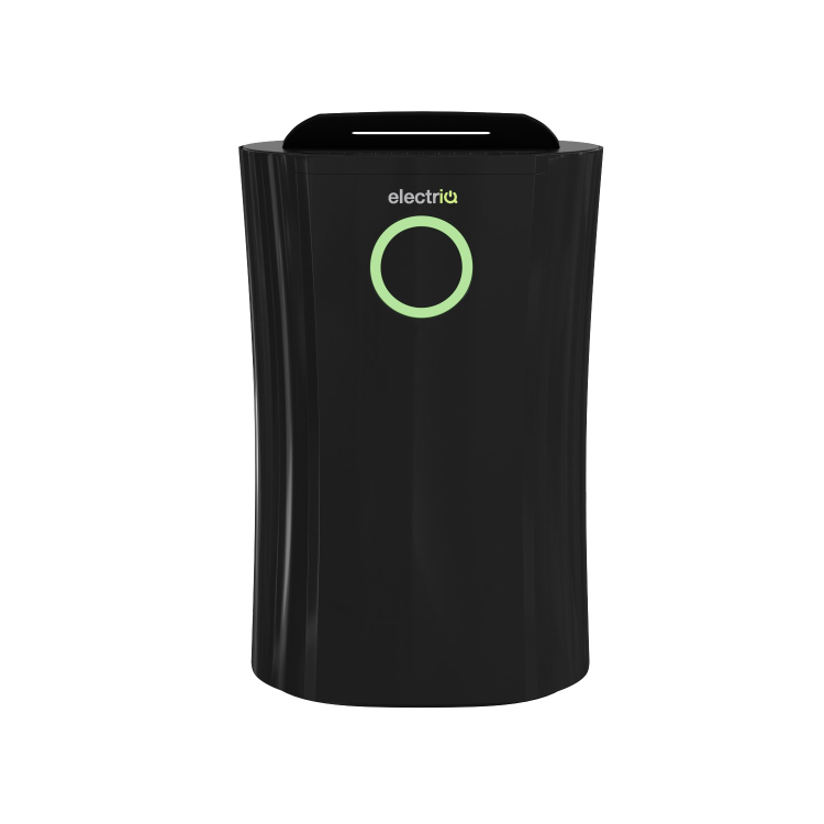 Refurbished electriQ 12 litre Low Energy Premium Black Dehumidifier for up to 3 bed house with Digital Humidistat and UV Plasma Air Purifier
