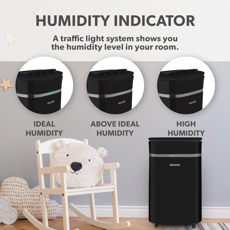 Refurbished electriQ 20 Litre Black Low Energy UV Antibacterial Dehumidifier with HEPA Air Purifier