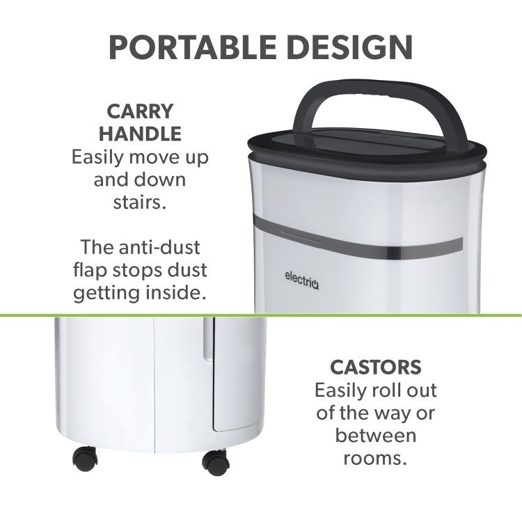 Refurbished electriQ 20L Low-Energy Quiet Laundry Dehumidifier with HEPA UV Air Purifier