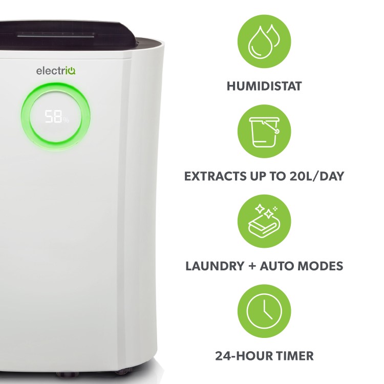 Refurbished electrIQ 20L Low Energy Dehumidifier with Air Purifier and UV Sterilisation