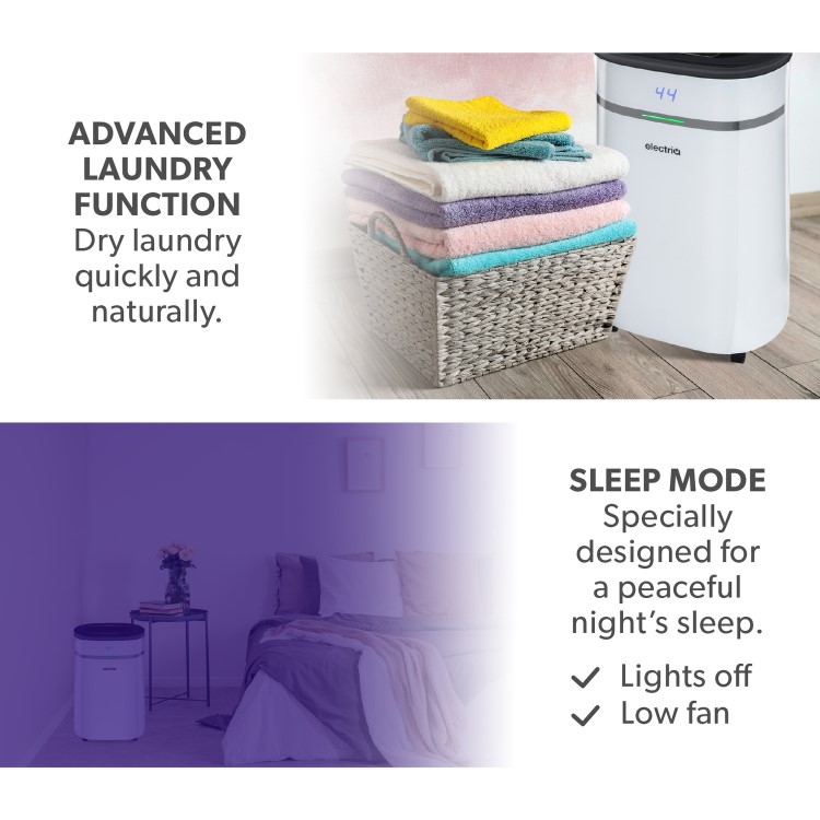 Refurbished electriQ 20 Litre Low Energy UV Antibacterial Dehumidifier with HEPA Air Purifier