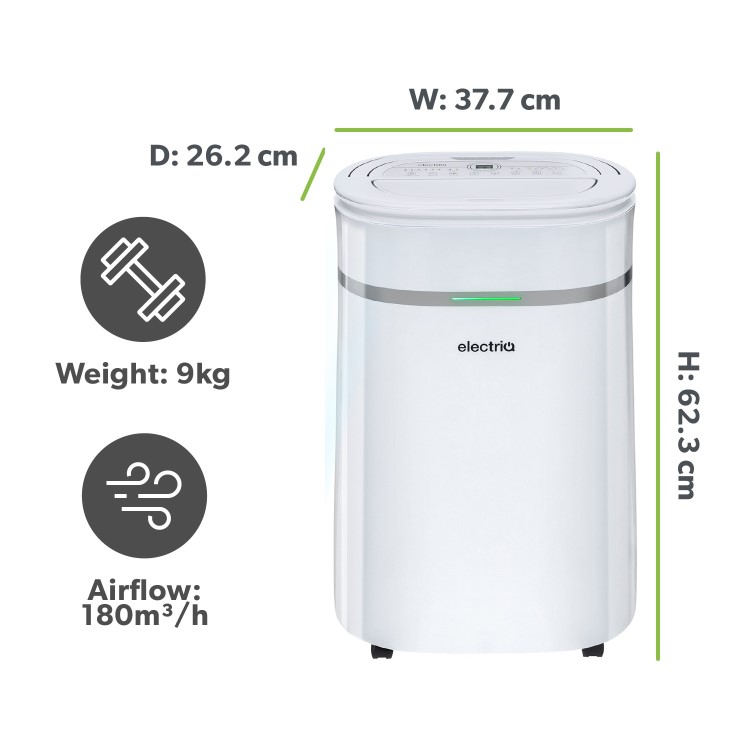 electriQ Essential 20L Quiet Anti Bacterial Laundry Dehumidifier