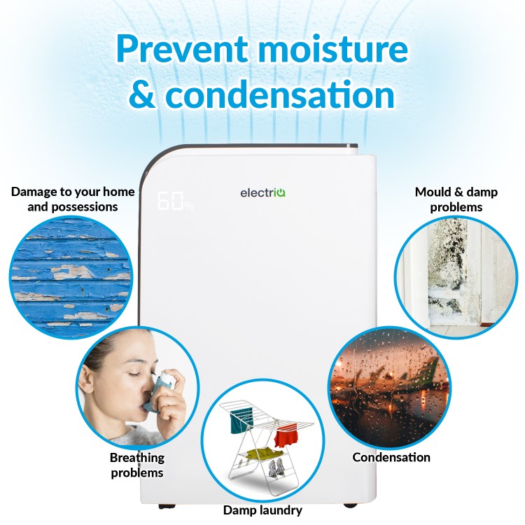 Refurbished electriQ 25 litre Low Energy WIFI Smart Dehumidifier with True HEPA and UV Air Purifier