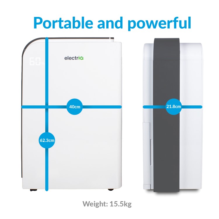 Refurbished electriQ 25 litre Low Energy WIFI Smart Dehumidifier with True HEPA and UV Air Purifier