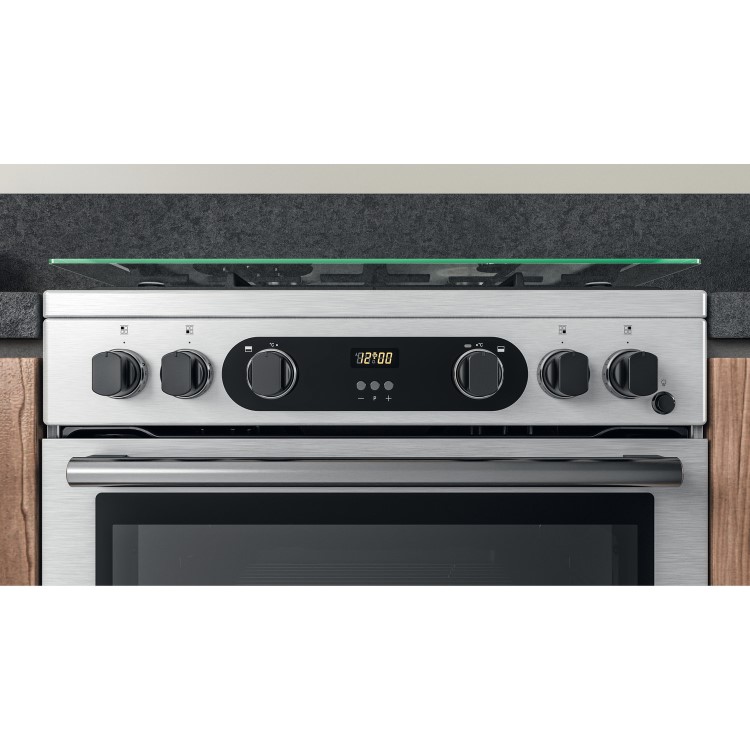 Refurbished Hotpoint Cannon CD67G0CCX 60cm Double Oven Gas Cooker Stainless Steel