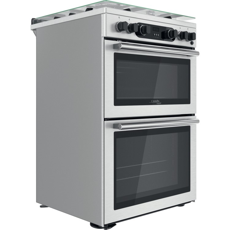 Refurbished Hotpoint Cannon CD67G0CCX 60cm Double Oven Gas Cooker Stainless Steel
