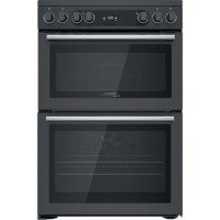 Refurbished Hotpoint Cannon CD67V9H2CA 60cm Double Oven Ceramic Electric Cooker Anthracite
