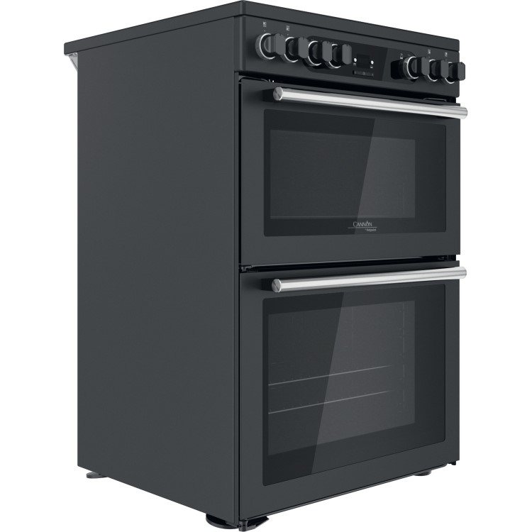 Refurbished Hotpoint Cannon CD67V9H2CA 60cm Double Oven Ceramic Electric Cooker Anthracite