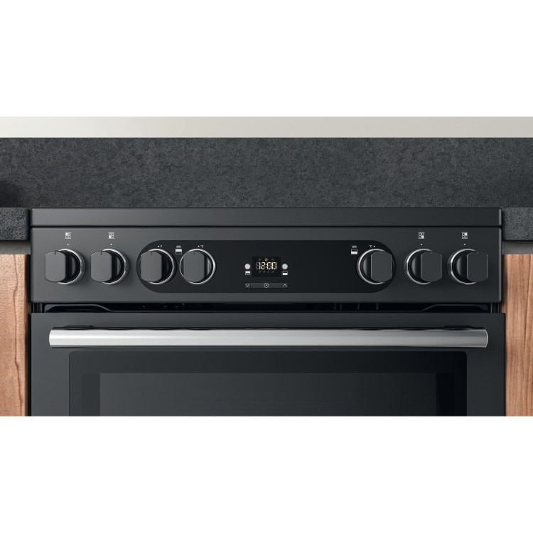 Refurbished Hotpoint Cannon CD67V9H2CA 60cm Double Oven Ceramic Electric Cooker Anthracite