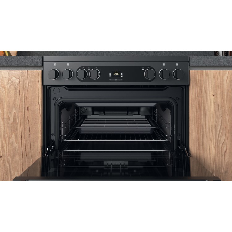 Refurbished Hotpoint Cannon CD67V9H2CA 60cm Double Oven Ceramic Electric Cooker Anthracite