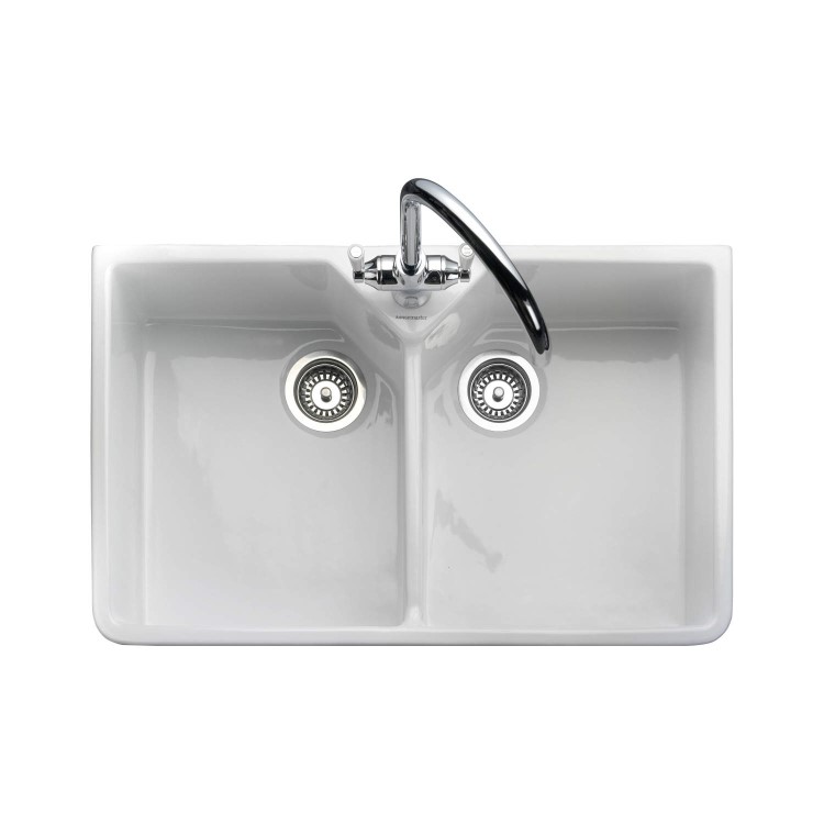 Double Bowl White Ceramic Kitchen Sink - Rangemaster