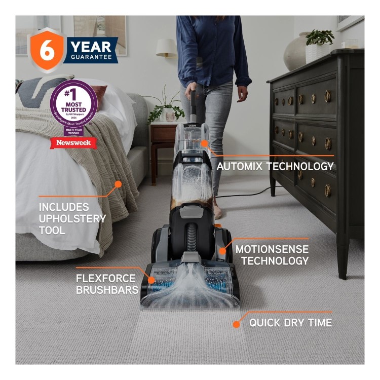 Vax Platinum SmartWash Classic CDCW-SWXC Carpet Cleaner – Deep Carpet Cleaning Stain Removal & Fast Drying Silver & Blue