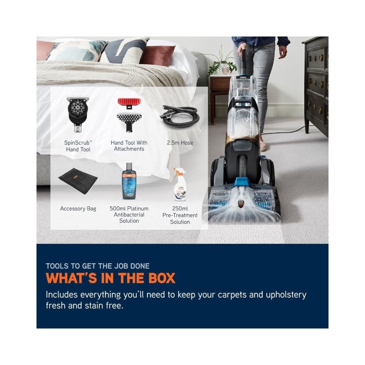 Vax Platinum SmartWash CDCW-SWXS Carpet Cleaner – Powerful Carpet & Upholstery Cleaner Charcoal & Blue