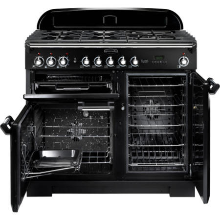Rangemaster CDL100DFFBLC Classic Deluxe 100cm Dual Fuel Range Cooker - Black & Chrome