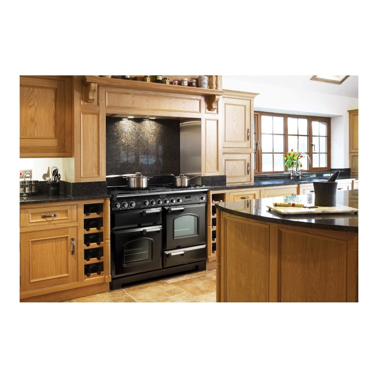 Rangemaster Classic Deluxe 110cm Dual Fuel Range Cooker - Black