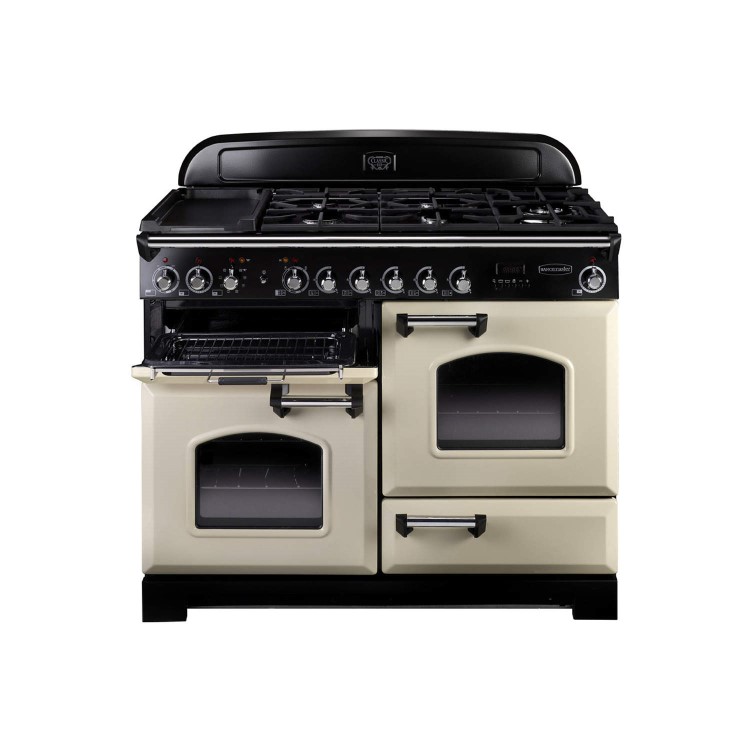 Rangemaster Classic Deluxe 110cm Dual Fuel Range Cooker - Slate Grey & Brass