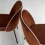 Set of 2 Burnt Orange Upholstered Curved Dining Chairs - Celia