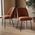 CEA002 Set of 2 Burnt Orange Upholstered Curved Dining Chairs - Celia