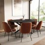 Set of 2 Burnt Orange Upholstered Curved Dining Chairs - Celia