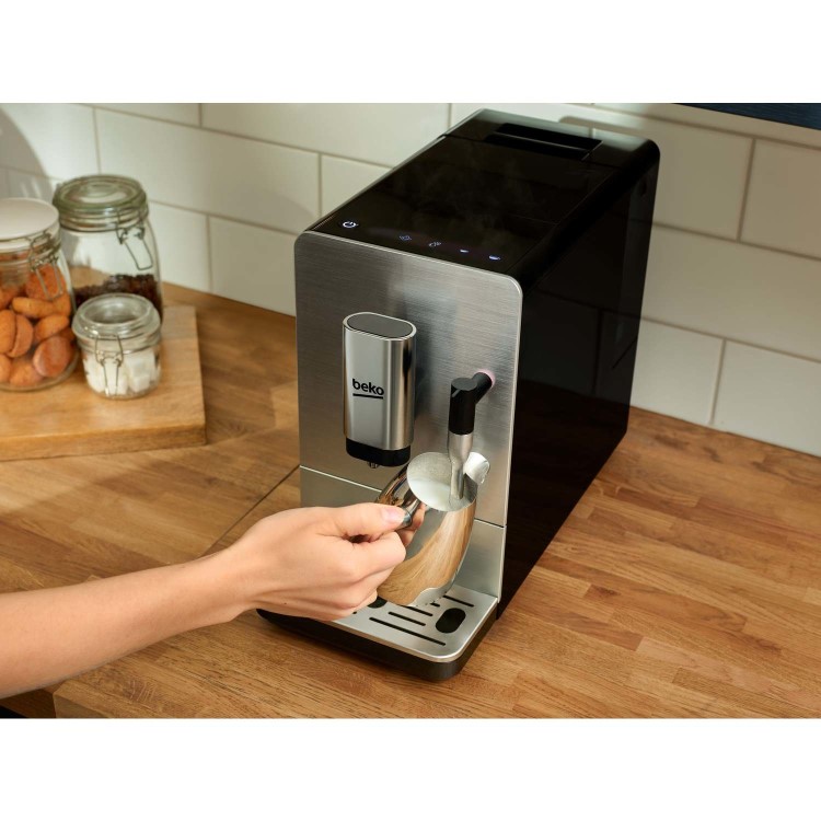 Refurbished Beko Bean To Cup Coffee Machine with Steam Wand Stainless Steel