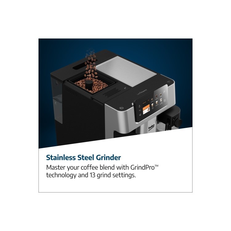 Beko CEG7348X Bean-to-Cup Coffee Machine – Stainless Steel Milk Frother & Touch Display