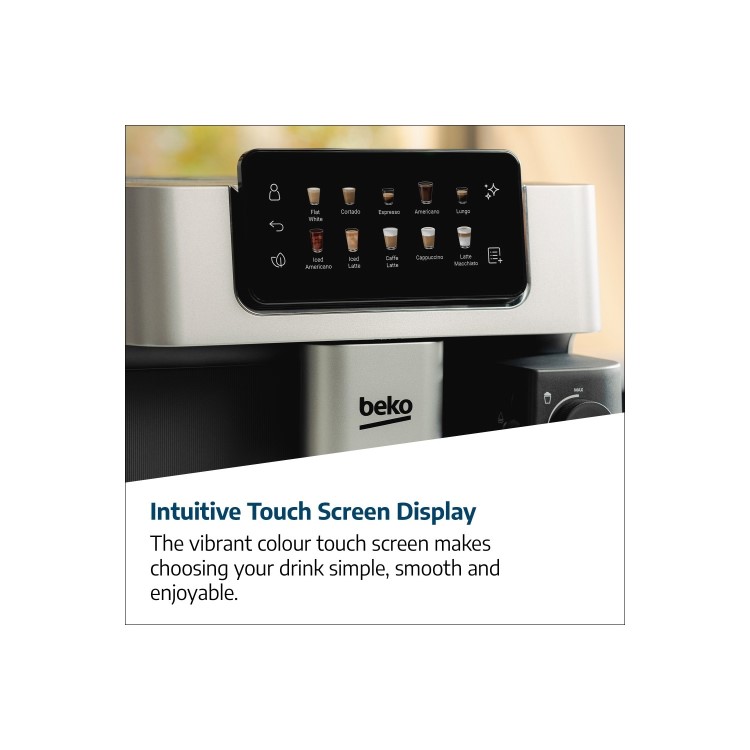 Beko CEG7348X Bean-to-Cup Coffee Machine – Stainless Steel Milk Frother & Touch Display