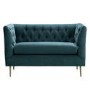 Teal Fabric Chesterfield Loveseat - Celeste