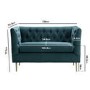 Teal Fabric Chesterfield Loveseat - Celeste