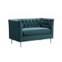 Teal Fabric Chesterfield Loveseat - Celeste