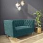 Teal Fabric Chesterfield Loveseat - Celeste
