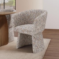 Curved Tub Swivel Dining Chair in Multi Coloured Fabric - Cher