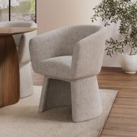 Cream Upholstered Curved Tub Swivel Accent Chair - Cher