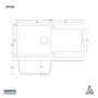 Single Bowl Inset Grey Composite Kitchen Sink with Reversible Drainer - Essence
