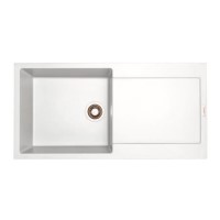 Single Bowl Inset White Granite Kitchen Sink with Reversible Drainer - Essence