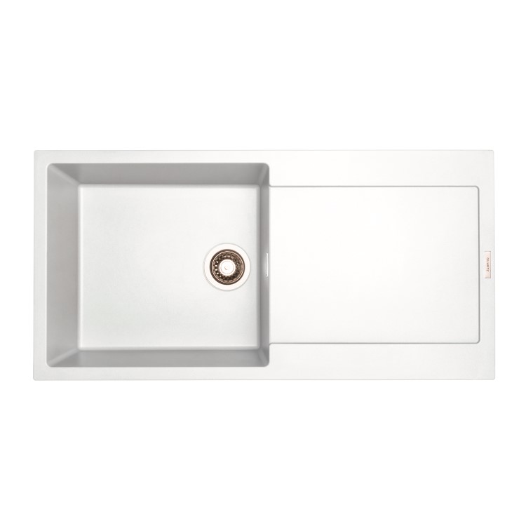 Single Bowl Inset White Granite Kitchen Sink with Reversible Drainer - Essence