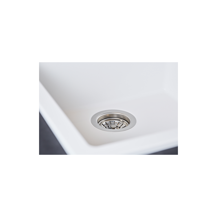 Single Bowl Inset White Granite Kitchen Sink with Reversible Drainer - Essence